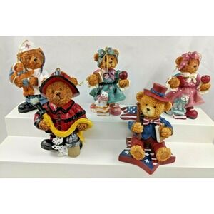 Dandee Teddy Bear Hanging Ornament Figures 4 to 5 Inch Lot of 5
